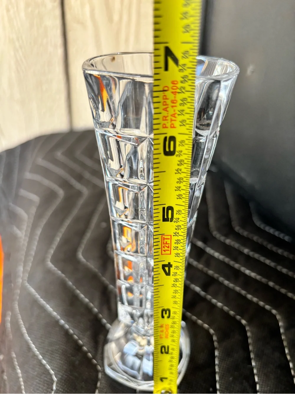 Cristal d’ Arques Crystal Bud Vase 6.25”h Elegant Small Vase Square Geometric